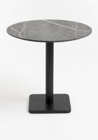 Brest table de bistrot marble light grey D80cm - noir