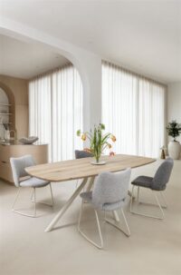 Arvada, tafel 190 x 100 cm. - ovaal - centrale poot Nebbia - Naturel Nebbia - Afbeelding 3