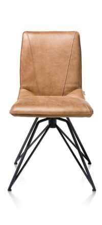 Mac, eetkamerstoel - off black frame - Rocky + greep Catania zwart - Cognac