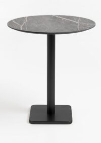 Brest table de bar marble light grey D80cm - Noir