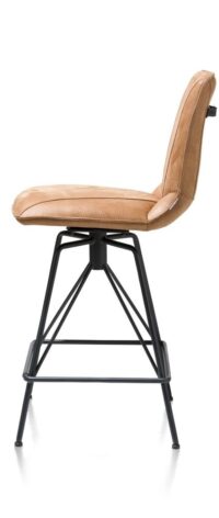 Mac, barstoel - off black frame - Rocky + greep Catania zwart - Cognac - Afbeelding 2