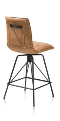 Mac, barstoel - off black frame - Rocky + greep Catania zwart - Cognac - Afbeelding 3