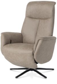 Nocara, relax-fauteuil - manueel - zwarte poot - vaste hoofdsteun - stof Oregon - beige