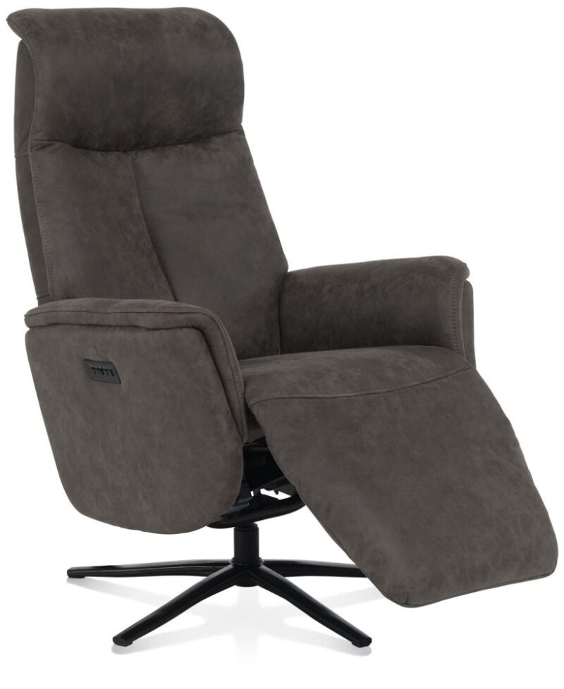 Nocara, Relax-Fauteuil - Manueel - Zwarte Poot - Vaste Hoofdsteun - Stof Oregon - Lava - Afbeelding 2