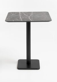 Brest table de bar marble light grey 75x75cm - Noir