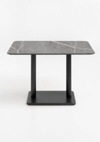 Brest bistrotafel marble light grey 120x75cm - zwart