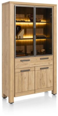 Delmonte, vitrine 110 cm - 2-glasdeuren + 2-deuren + 1-lade (+ LED) - Afbeelding 2