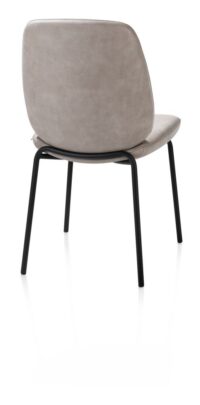 Fae, eetkamerstoel - 4-pootjes rough off black - stof Pala - Lichtgrijs - Afbeelding 2