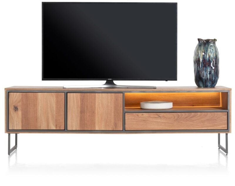 Trapani, Lowboard 200 Cm - 2-Deuren + 1-Lade + 1-Niche (+ Led) - Afbeelding 1