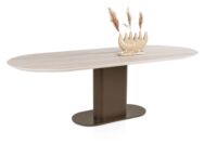 Brianto, eetkamertafel 240 x 100 cm - keramiek blad Travertin - Steel Brown - Afbeelding 2