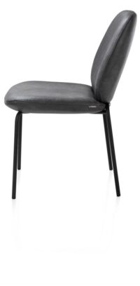 Fae, eetkamerstoel - 4-pootjes rough off black - stof Pala - Antraciet - Afbeelding 3