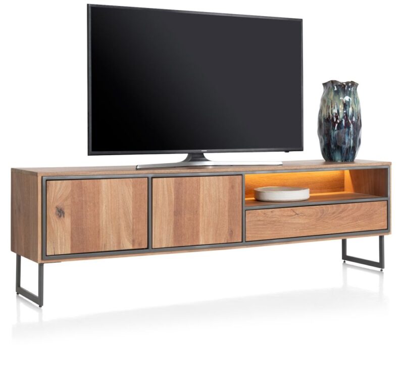 Trapani, Lowboard 200 Cm - 2-Deuren + 1-Lade + 1-Niche (+ Led) - Afbeelding 2