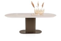 Brianto, eetkamertafel 240 x 100 cm - keramiek blad Travertin - Steel Brown