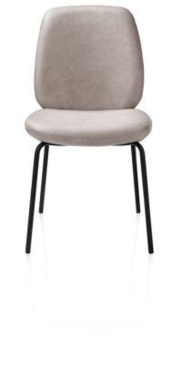 Fae, eetkamerstoel - 4-pootjes rough off black - stof Pala - Lichtgrijs