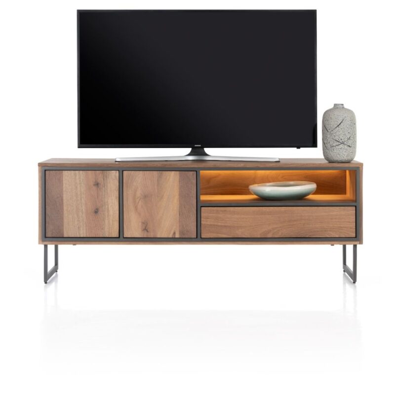 Trapani, Lowboard 160 Cm - 2-Deuren + 1-Lade + 1-Niche (+ Led) - Afbeelding 1