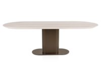 Brianto, eetkamertafel 240 x 100 cm - keramiek blad Travertin - Steel Brown - Afbeelding 3