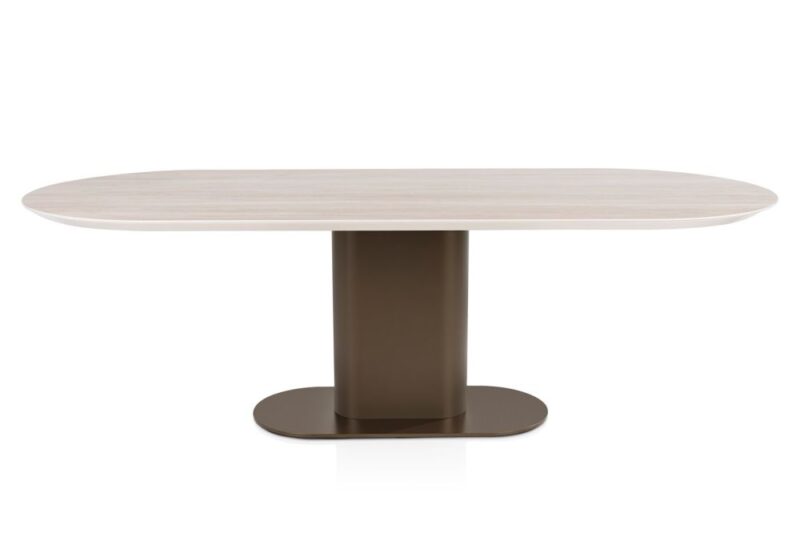 Brianto, Eetkamertafel 240 X 100 Cm - Keramiek Blad Travertin - Steel Brown - Afbeelding 3
