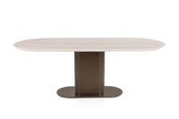 Brianto, eetkamertafel 210 x 100 cm - keramiek blad Travertin - Steel Brown - Afbeelding 2