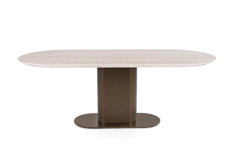 Brianto, Eetkamertafel 210 X 100 Cm - Keramiek Blad Travertin - Steel Brown - Afbeelding 2