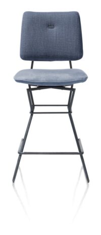 Otis, chaise de bar pivotante - cadre noir - combi Vito / Nubucco avec passepoil Nubucco - Bleu fonce