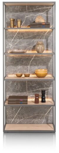 Helsinki, boekenkast 80 cm. - 5-niches (+ LED)