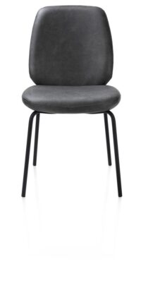 Fae, eetkamerstoel - 4-pootjes rough off black - stof Pala - Antraciet