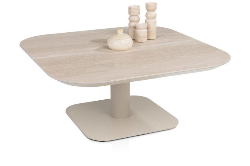 Brianto, Table Basse 90 X 90 Cm - Plateau Ceramique Travertin - Image 2