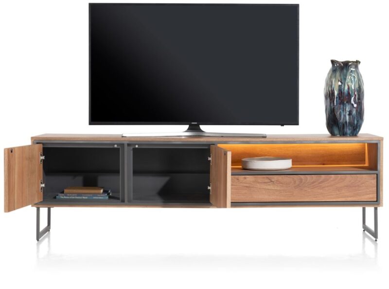 Trapani, Lowboard 200 Cm - 2-Deuren + 1-Lade + 1-Niche (+ Led) - Afbeelding 3