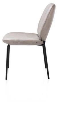 Fae, eetkamerstoel - 4-pootjes rough off black - stof Pala - Lichtgrijs - Afbeelding 3
