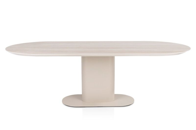 Brianto, Eetkamertafel 240 X 100 Cm - Keramiek Blad Travertin - Creme - Afbeelding 3