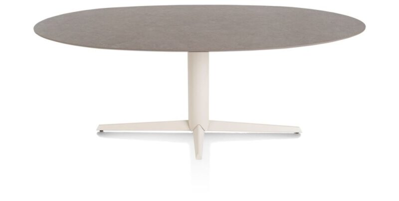 Saluti, Eetkamertafel Ellips 210 X 105 Cm. - Centrale Poot - Crème - Lava - Afbeelding 1