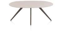Saluti, TABLE ELLIPS 180 X 105 CM. - 4-POOTJES - STEELBROWN - Light sand