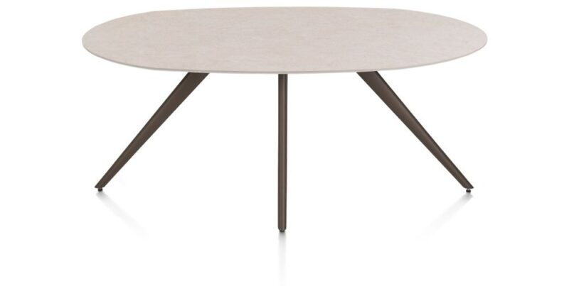 Saluti, Eetkamertafel Ellips 180 X 105 Cm. - 4-Pootjes - Steelbrown - Light Sand - Afbeelding 1