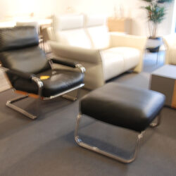 SOLDEN FAUTEUIL + REPOSE-PIEDS CHROME 