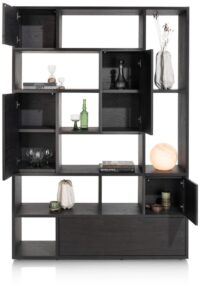 Lugana, roomdivider 150 cm - 4-deuren + 1-lade + 8-niches - Onyx - Afbeelding 2