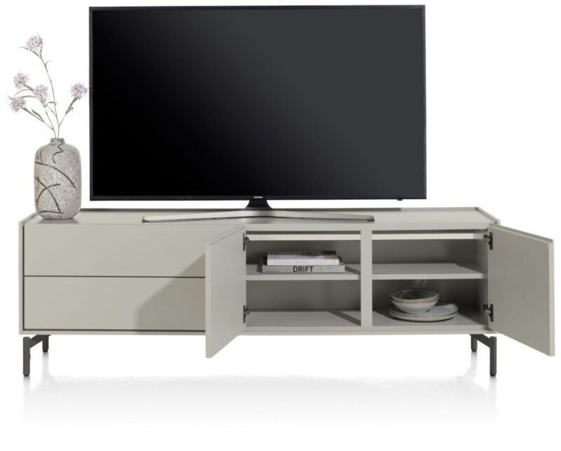 Noon, Lowboard 170 Cm - 2-Deuren + 2-Laden - Geheel Silk Grey - Afbeelding 3