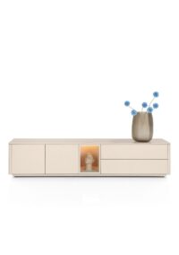 Trentino, Lowboard 210 cm. - 2 portes + 2 tiroirs + 1 niche - mdf laqué - Creme