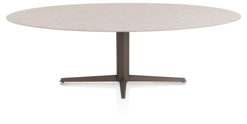 Saluti, Eetkamertafel Ellips 240 X 110 Cm. - Centrale Poot - Steelbrown - Light Sand - Afbeelding 1