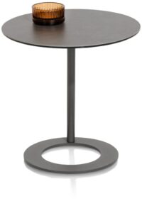 Vegas, salontafel rond 50 cm - keramiek op glas - Antraciet