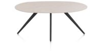 Saluti, TABLE ELLIPS 180 X 105 CM. - 4-POOTJES - ROUGH OFF BLACK - Light sand