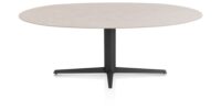 Saluti, TABLE ELLIPS 210 X 105 CM. - CENTRALE POOT - ROUGH OFF BLACK - Light sand