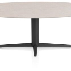 Saluti, EETKAMERTAFEL ELLIPS 210 X 105 CM. - CENTRALE POOT - ROUGH OFF BLACK - Light sand