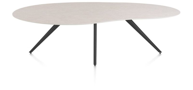 Saluti, Eetkamertafel Organisch 240 X 120 Cm. - 4-Pootjes - Rough Off Black - Light Sand - Afbeelding 1