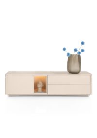 Trentino, Lowboard 180 cm. - 1-deur + 2-laden + 1-niche - mdf gelakt - Creme - Afbeelding 2