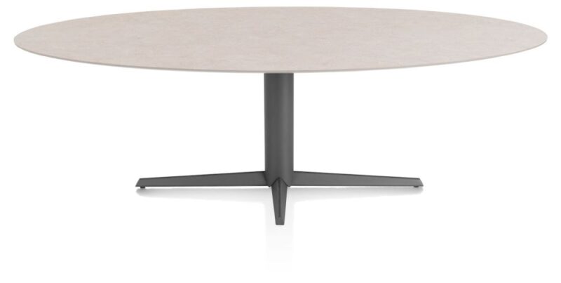 Saluti, Eetkamertafel Ellips 240 X 110 Cm. - Centrale Poot - Graphiet - Light Sand - Afbeelding 1