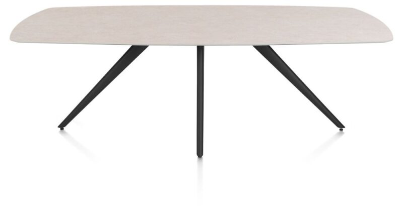 Saluti, Eetkamertafel Ovaal 240 X 110 Cm. - 4-Pootjes - Rough Off Black - Light Sand - Afbeelding 1