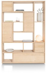 Lugana, roomdivider 150 cm - 4-deuren + 1-lade + 8-niches - natural