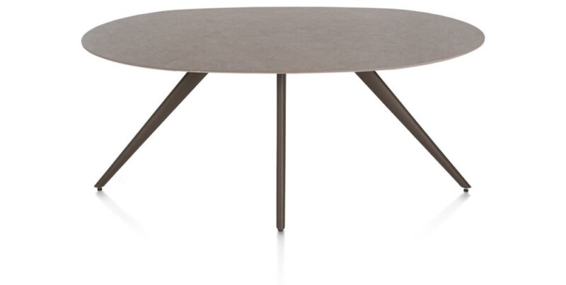 Saluti, Eetkamertafel Ellips 180 X 105 Cm. - 4-Pootjes - Steelbrown - Lava - Afbeelding 1