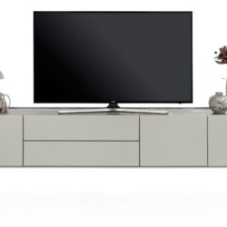 Noon, lowboard 240 cm - 3-deuren + 2-laden - bovenblad in HPL light grey