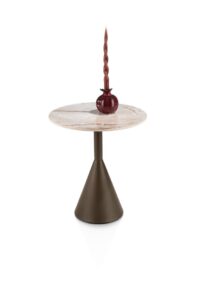 Avelli, bijzettafel rond 45 cm - steelbrown + keramiek blad
